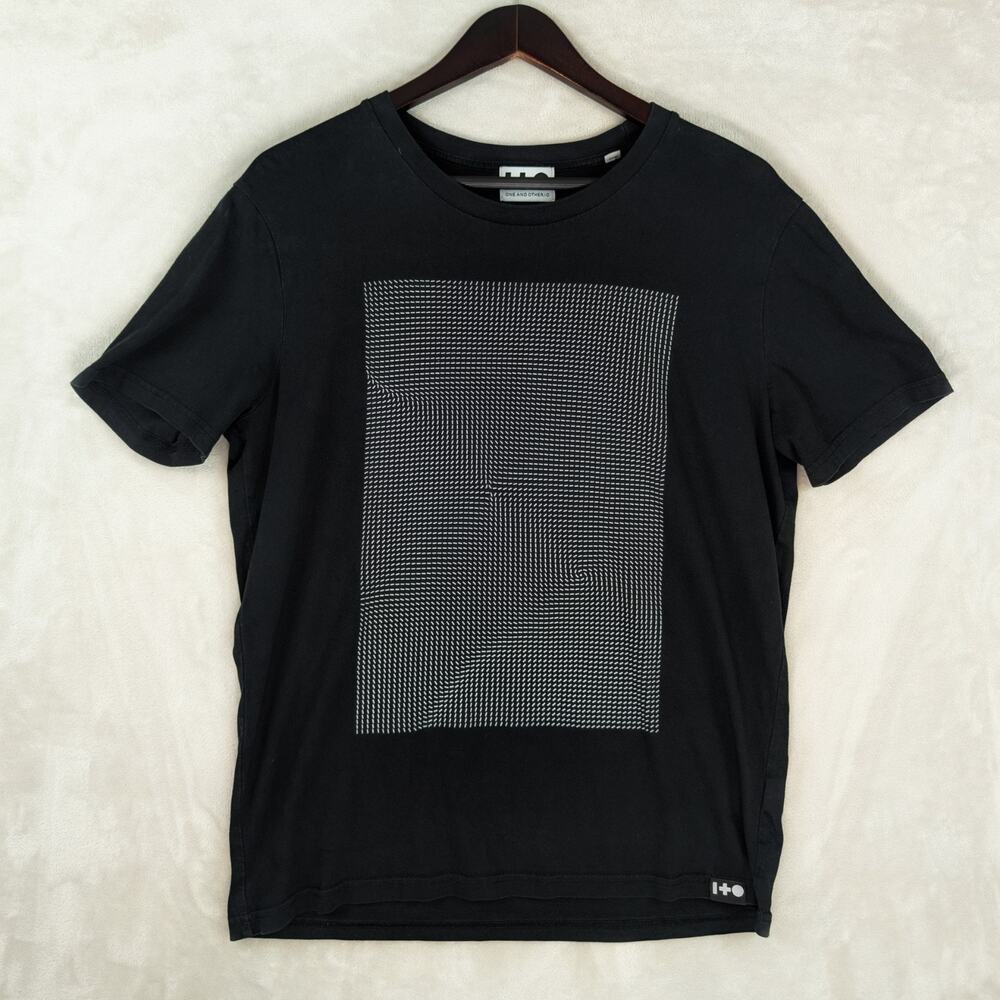 One + Other Fluid Noise Black T Shirt Unisex Small Generative Art Mathcore
